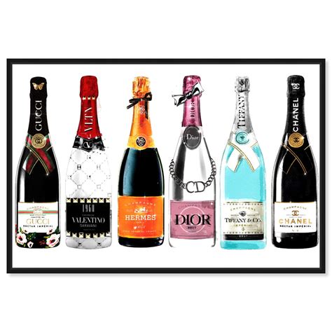 hermes champagne bottle print from oliver gal|Luxury Champagne Wall Art .